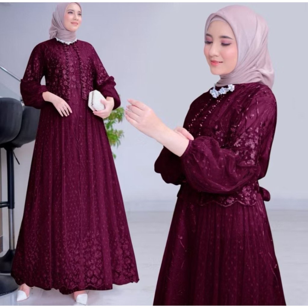 REAL VIDEO FRR2409 Gamis Jumbo BUSUI Saabira SIZE M-3XL / Maxi Long Dress Muslim / Pakaian Muslim Wa
