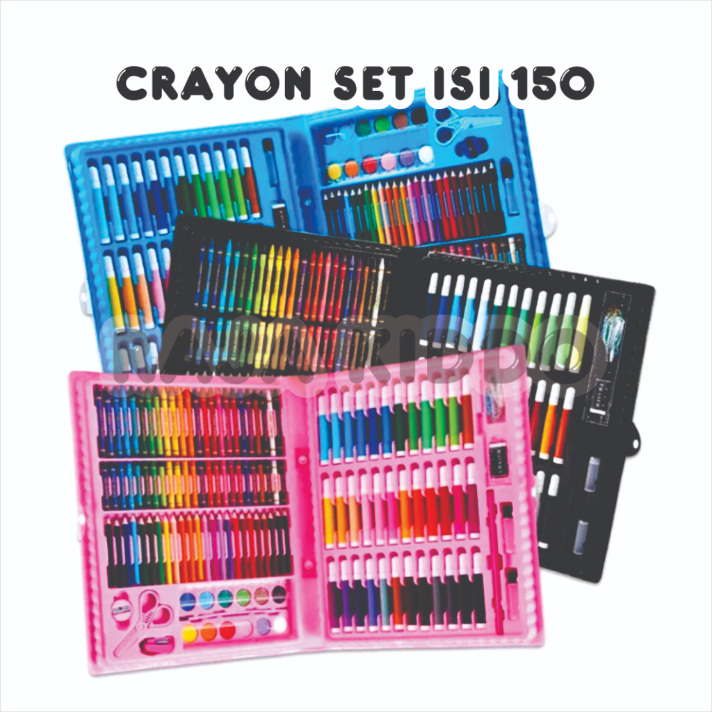 

Crayon Set Art isi 150 pcs Alat Menggambar Mewarnai Melukis Pensil Warna Spidol Cat Air