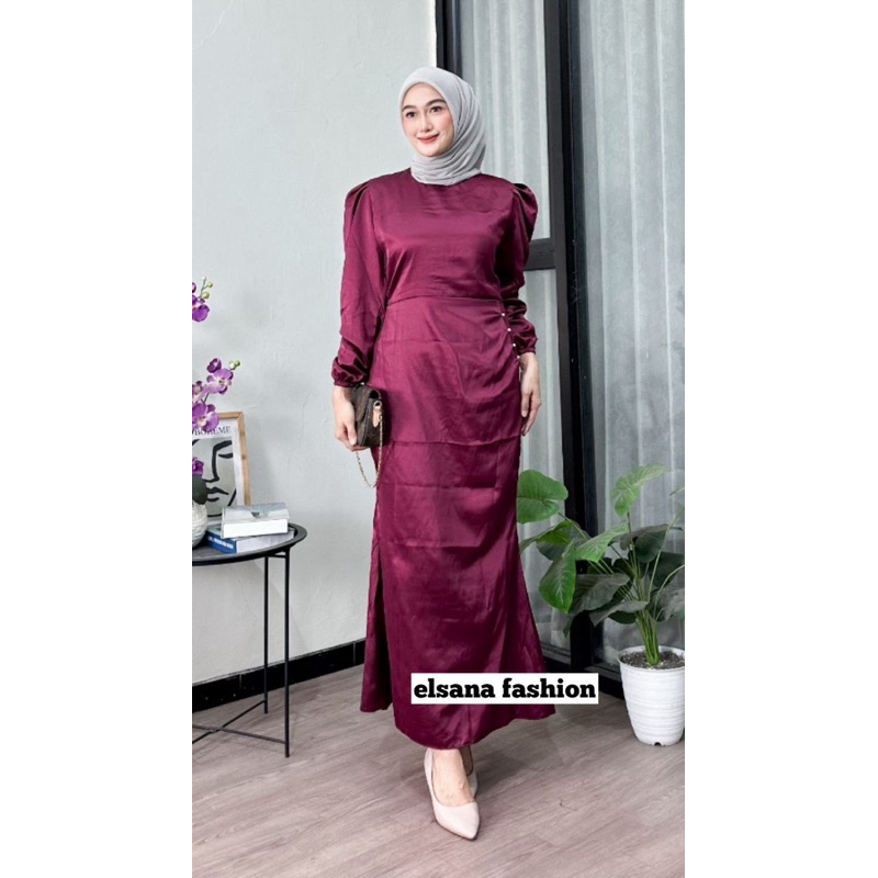 Gamis Elora Satin Silk Premium Gaun Pesta Wanita Dewasa Dress Bridesmaid