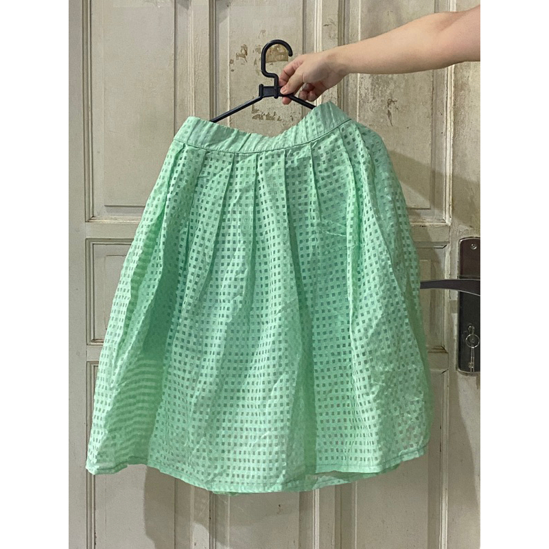 [PRELOVED] Rok Hijau Tosca Kotak Kotak