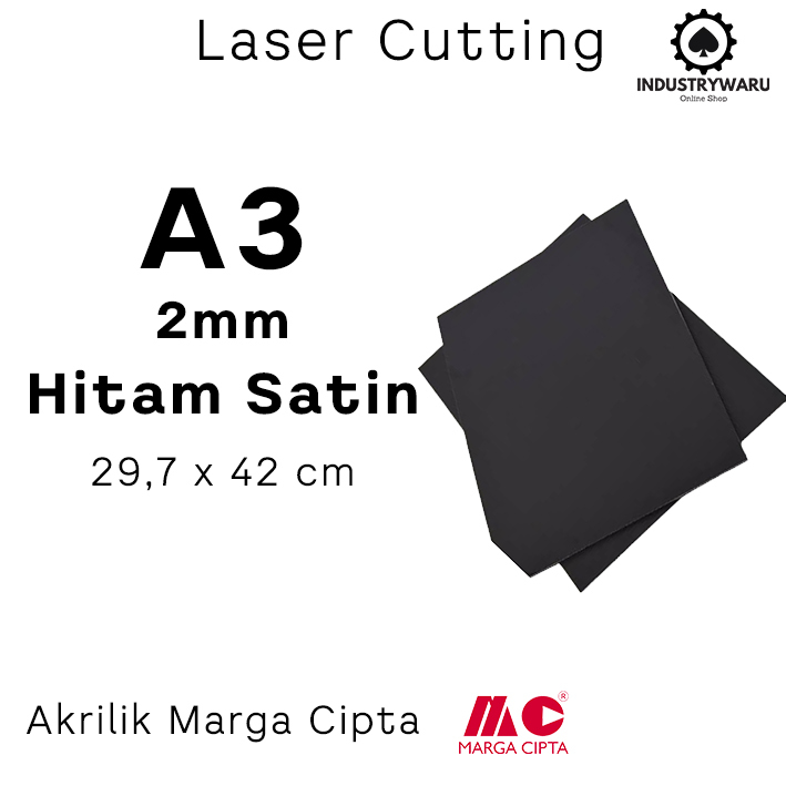 

Akrilik Lembaran Ukuran A3 Tebal 2mm Hitam Satin / Doff