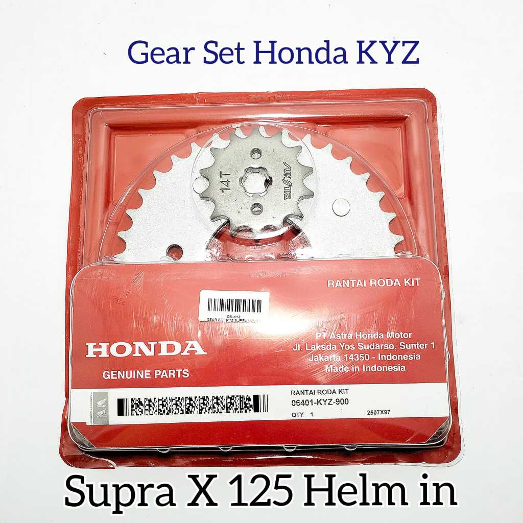 GEAR SET PLUS RANTAI HONDA KYZ KUALITAS ASLI ORIGINAL HONDA SUPRA 125 HELM IN KARBU SUPRA X 125 FI I