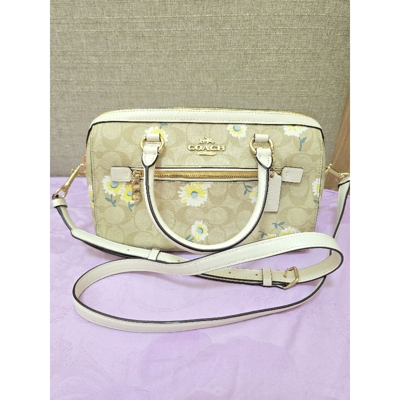 PL ori auth Coach Rowan Satchel In Signature Canvas With Daisy Print