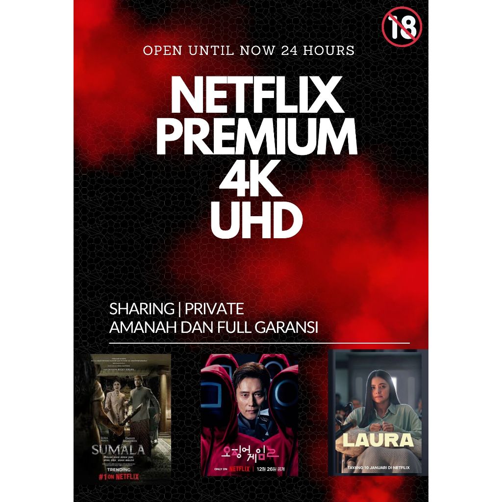 NETFLIX PRIVATE PREMIUM  3 BULAN 90 HARI ANTI SCREEN LIMIT ULTRA HD 4K UHD RESMI AMANAH BUKA 24 JAM