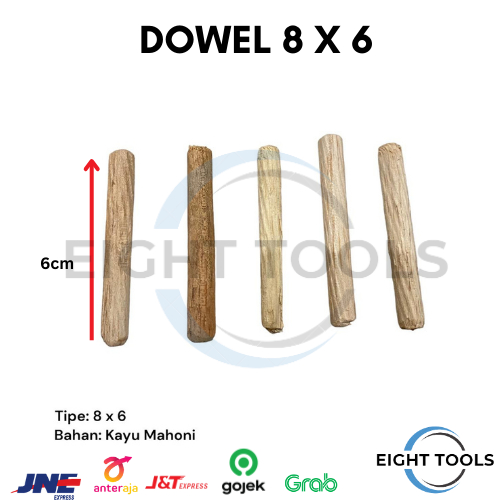 Dowel Kayu Ukuran 8 Mm X 60Mm Isi 100 Pcs Dowel Mahoni Dowel 8Mm