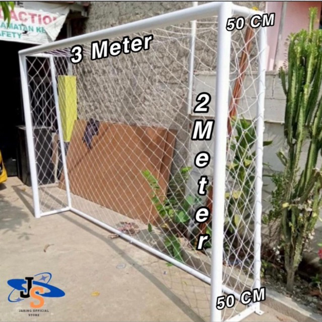 Jaring gawang spek futsal ukuran 3x2 ,Bahan tali poy/tali sepatu ukuran 3 mili warna putih murah ( 1