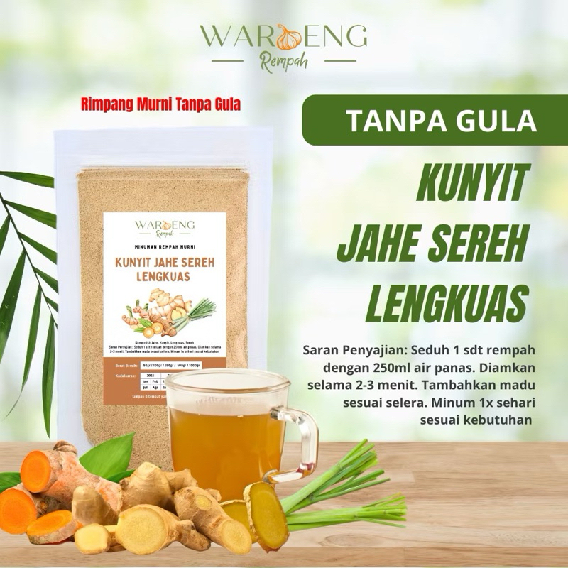 

Jahe Kunyit Sereh Lengkuas / Wedang / Tanpa Gula Minuman Hangat