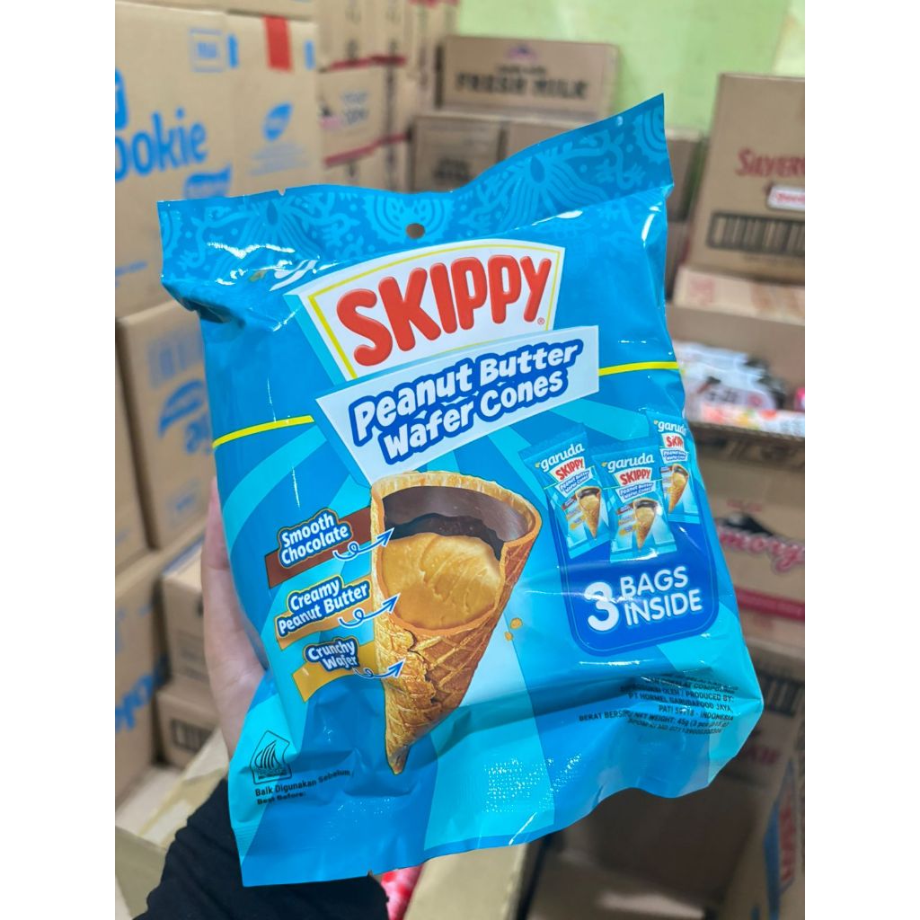 

SKIPPY PEANUT BUTTER WAFFER CONE ISI 3 BUNGKUS