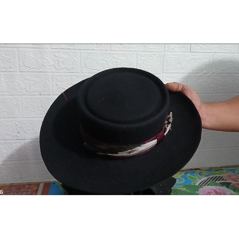 Topi laken asli topi laken porkpie topi bulat topi laken wol topi  import pria wanita