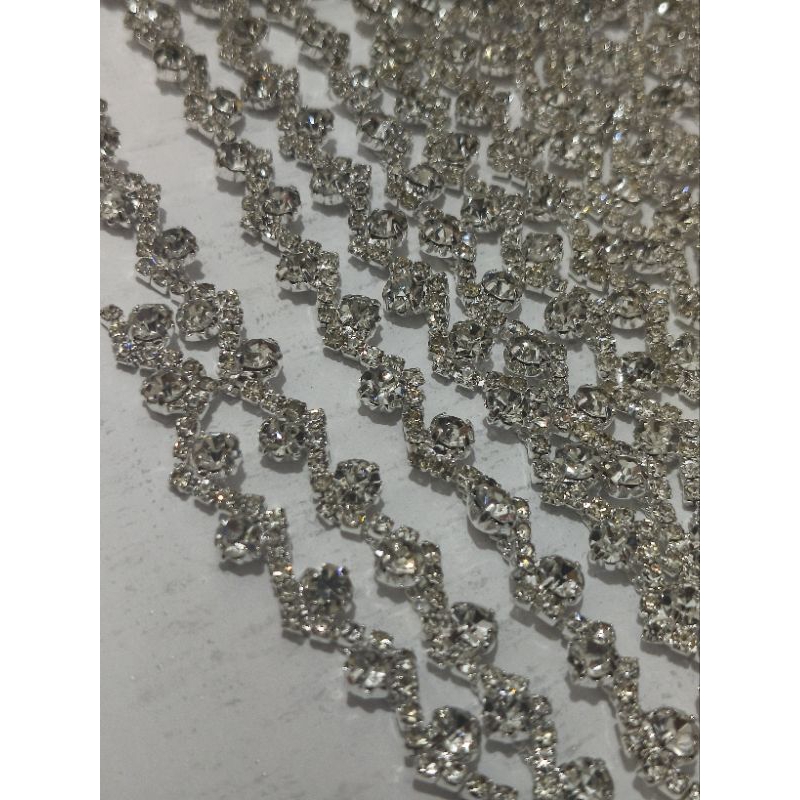 PER 50CM AKSESORIS Payet KRISTAL Swarovski / Diamond Rangkai Mote kristal Variasi Jahit Premium High