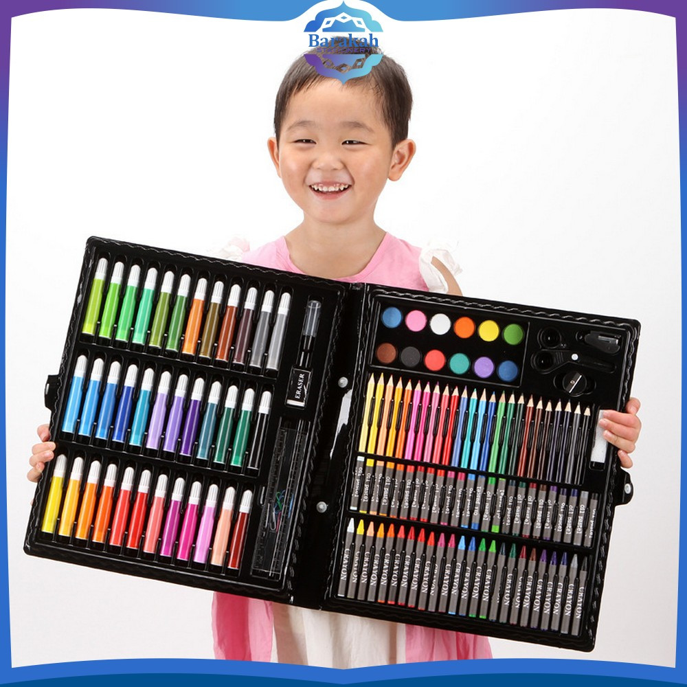 

Peralatan Gambar Lukis Mewarnai Anak / Crayon Set Pensil Warna Isi 150PCS / Alat Tulis Colouring Book Barakah Stationery A28