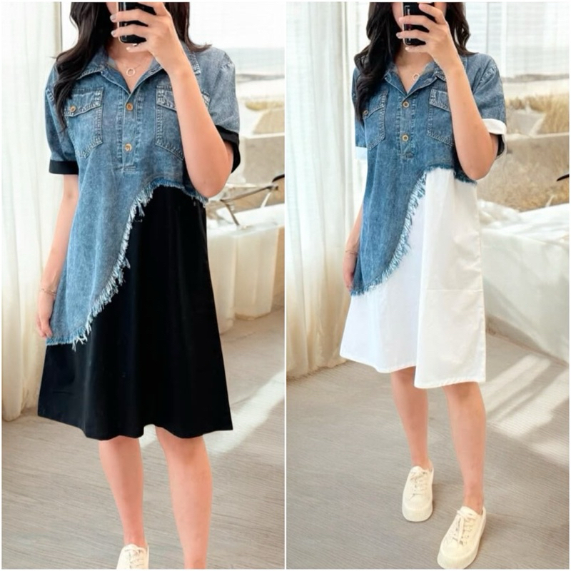 Foria 5112 denim dress - terusan denim wanita casual korea