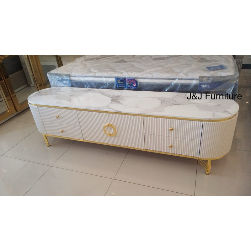 buffet TV import rak TV import putih gold