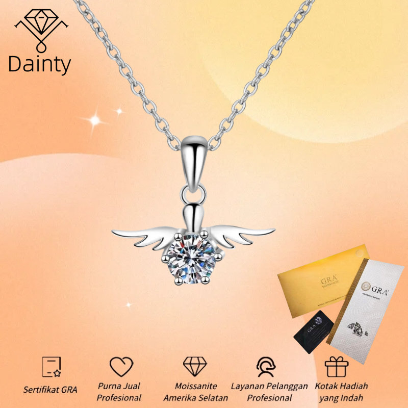 Kalung Liontin Wanita Berlian Emas Putih Anti Karat Cewek Kalung Moissanite Asli GRA Sertifikat Plat