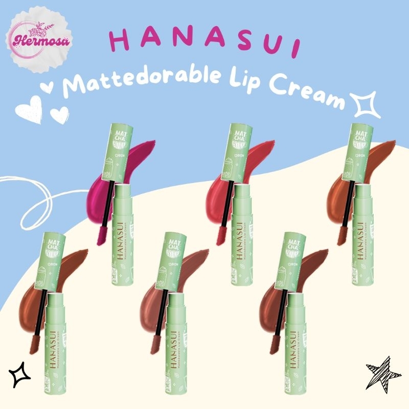 HANASUI Mattedorable Lip Cream Matcha Latte Edition 100% ORI BPOM | Lip cream matte transferproof pi