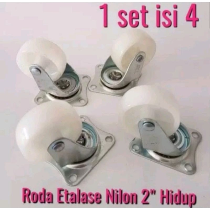 Roda Etalase 2 inch Roda Nilon 2 inch Roda Caster 1 set isi 4 pcs