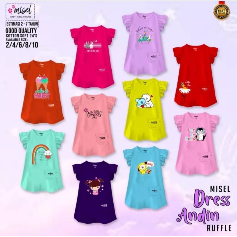 Dress Anak / Dress Andin Ruffle by Misel / Baju Anak Perempuan / Baju Anak Cewe