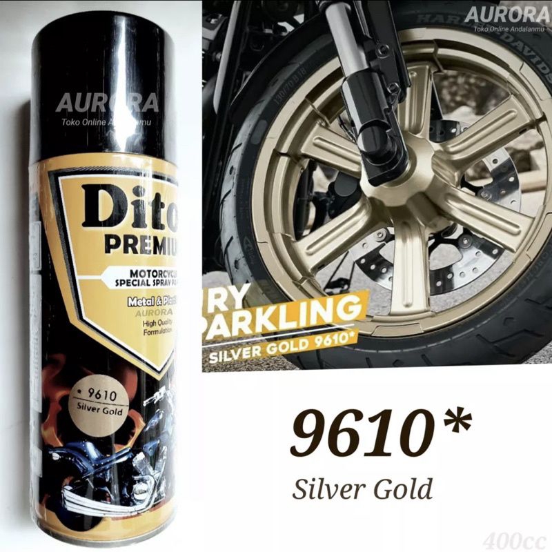 Pilok Diton Premium Silver Gold 9610 Emas Silver Metalik Velg 400ml | Cat Semprot Sepeda Motor Mobil