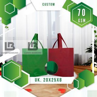 

HLS CUSTOM 65GSM Tas Spunbond Goodie Bag Laken Model Tali Ukuran 20x25x8 Tebal