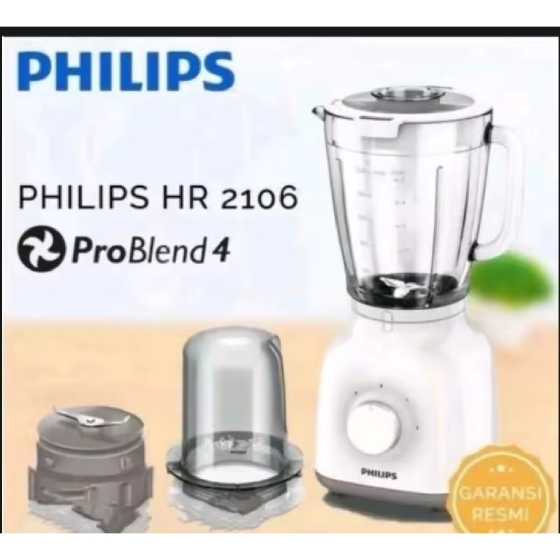 BLENDER PHILIPS HR-2106 GLASS PLASTIK/MIKA 2L