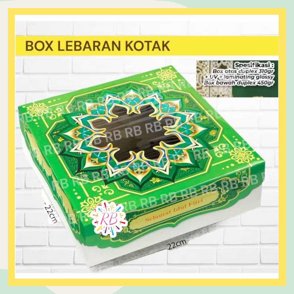 Box Idul Fitri Kotak Kue Tart Lebaran B / Parcel Idul Fitri / Hampers Lebaran ukuran 22x8x22 cm