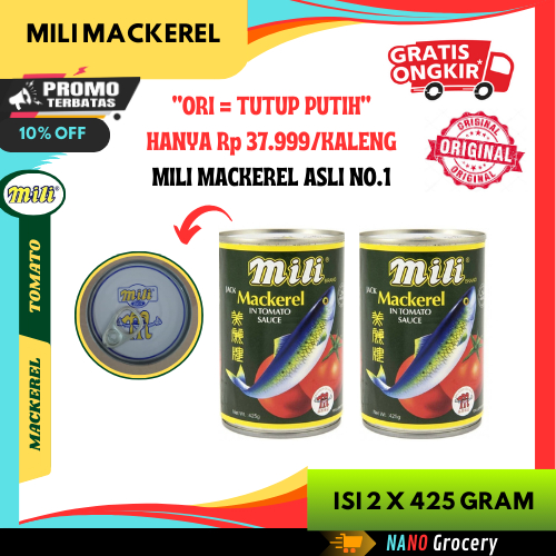 

2 Kaleng Sarden Mili Mackerel Original 425 Gram | Ikan Sarden Kaleng "Tutup Putih