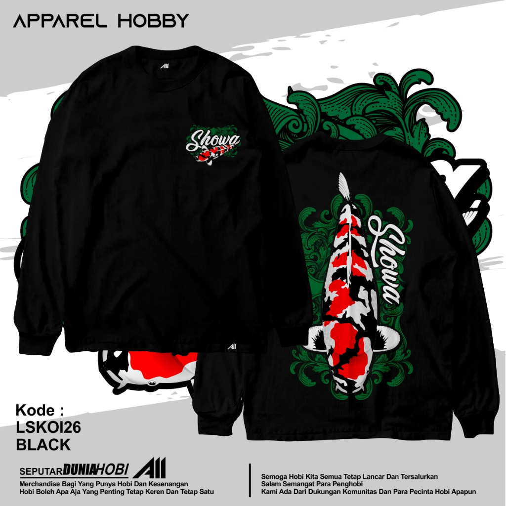 KAOS IKAN KOI SHOWA KOI26 BLACK TSHIRT APPAREL HOBBY