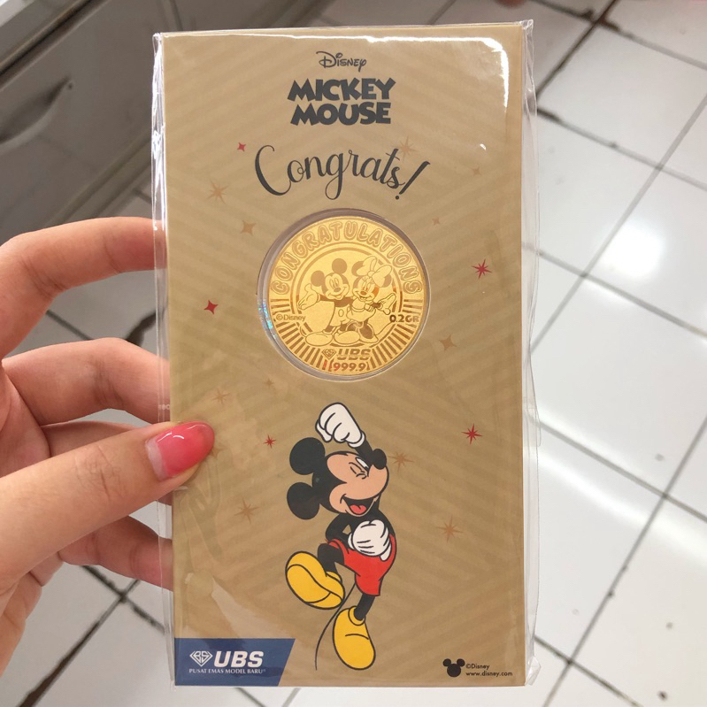 UBS GOLD LOGAM MULIA 0.2GR KADAR 24K DISNEY MICKEY KOIN EMAS