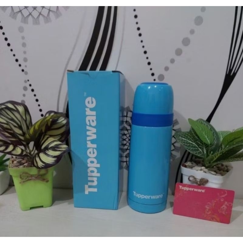 Promo Tupperware Thermos 350ml biru tahan panas dingin termos