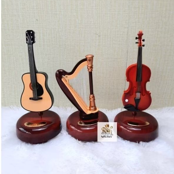 Kotak Musik Vintage Gitar Biola Harpa
