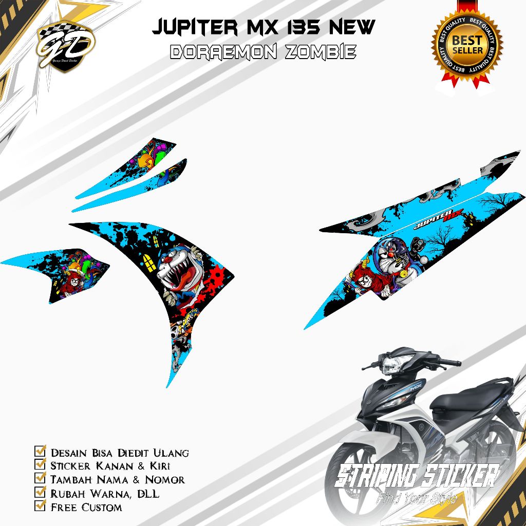 Striping Jupiter mx 135 Stiker Striping Jupiter MX new 135 Doraemon Zombie