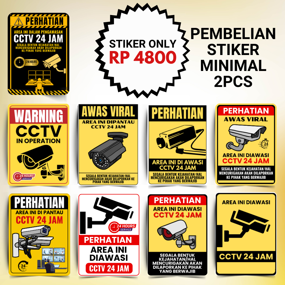 

Stiker CCTV, Stiker Vinyl Ritrama, Stiker Pengawasan CCTV 24 Jam