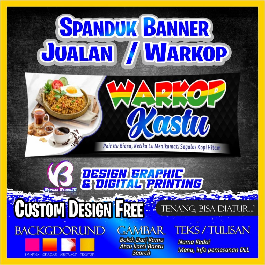 Spanduk Banner Jualan Warkop Custom Design