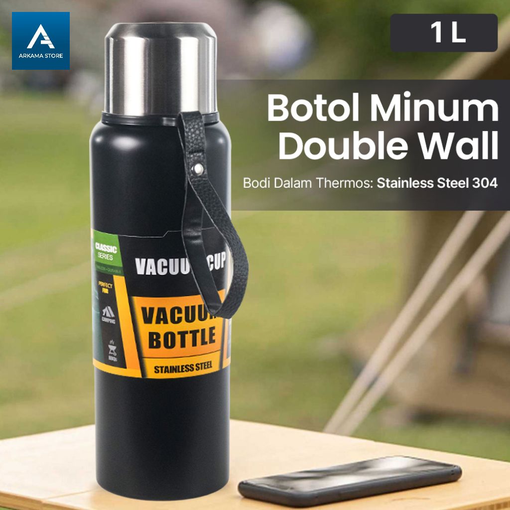 botol minum tumbler termos air panas vacuum stainless thermos 1 liter