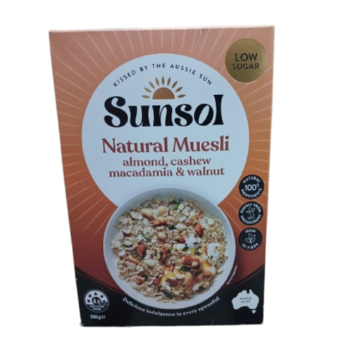 

Sunsol Natural Muesli Almon Cash Macadamia & Walnut 500G (Low Sugar)