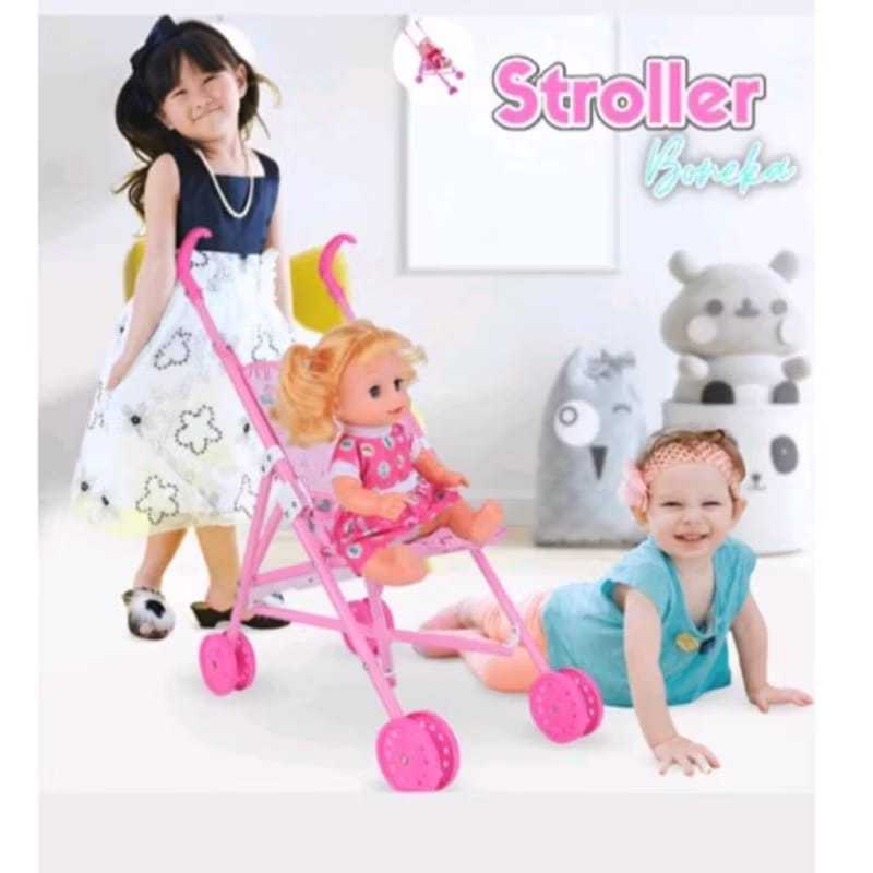 Mainan Anak Perempuan Boneka Bayi Stroller / Dorongan Boneka Bayi Nangis