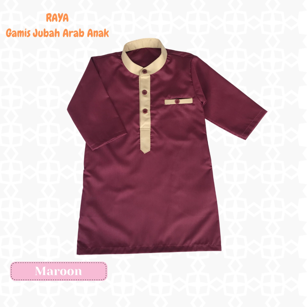 Gamis Anak Jubah Anak Laki-laki usia 1-14 tahun Baju Muslim Anak Bahan Katun Toyobo Warna Maroon