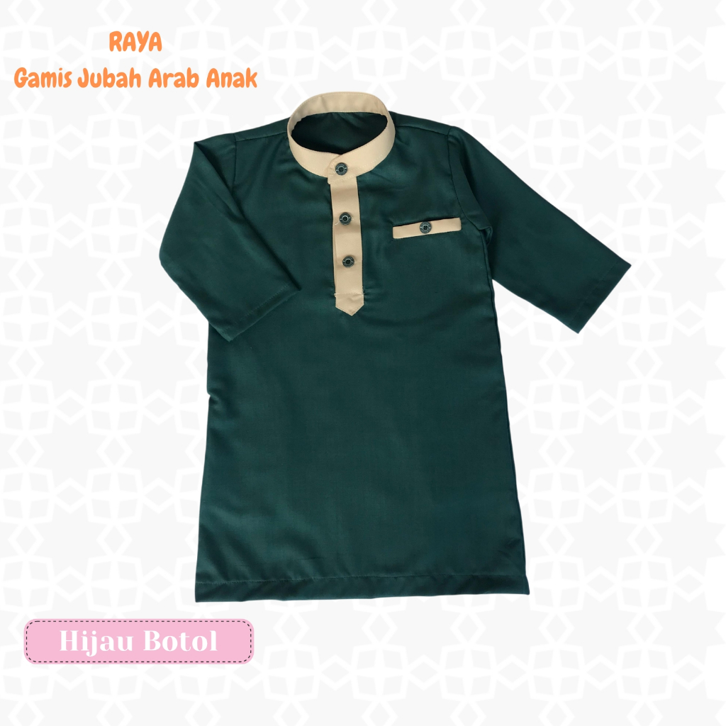 Gamis Anak Jubah Anak Laki-laki usia 1-14 tahun Baju Muslim Anak Bahan Katun Toyobo Warna Hijau Boto