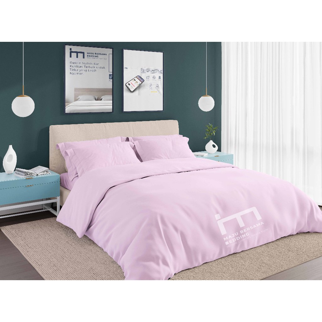 Bed Cover Set Sprei Polos Ukuran 90x200 Kasur Kosan