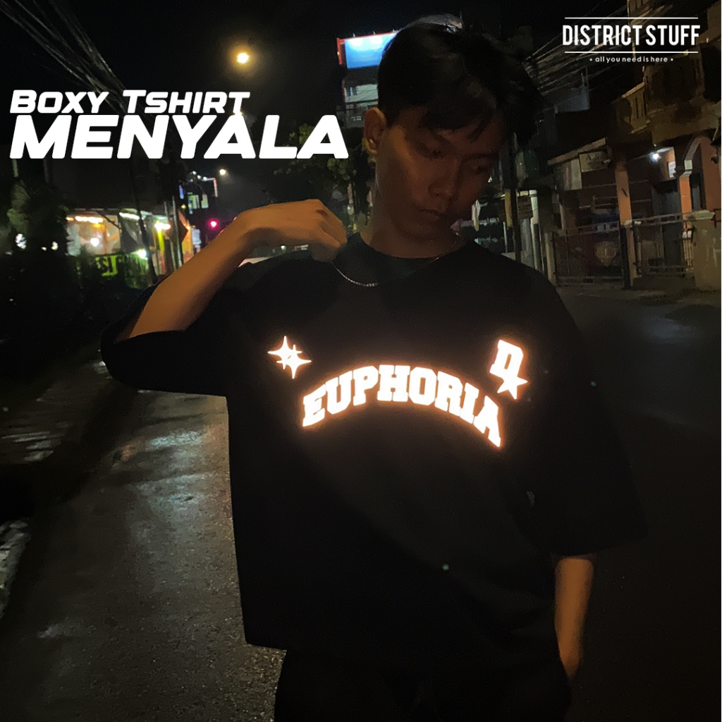 Kaos Boxy Reflektif Euphoria Tshirt Boxy Menyala Dalam Gelap Pria Wanita Premium