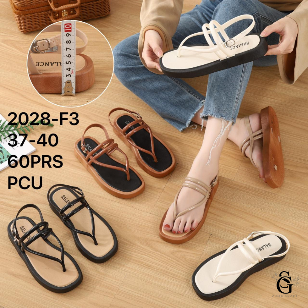 Sepatu Sandal Wanita Tali Glossy Bahan Karet Balance/2028-F3