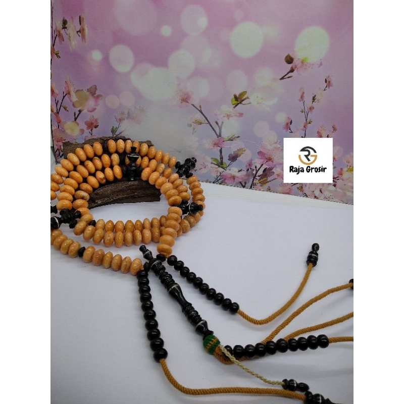 raja grosir tasbih kijani Marjan Oren kombinasi yuser black 8×12 mm a550