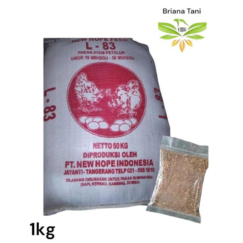 Repack 1kg Pakan L-83 AYAM PETELUR L 83 Umur 19 Minggu - 50 Minggu L 83 NEW HOPE