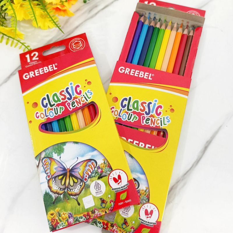 

Greebel Classic Colour Pencils 12 Warna Panjang/Pensil Warna Greebel 7012 Panjang