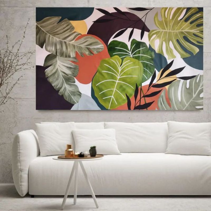 lukisan dinding daun aesthetic modern lukisan kanvas