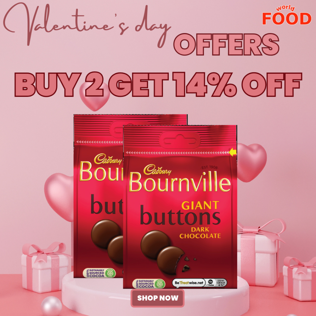 

*VALENTINES DAY SPECIAL BUY2 GET 14%OFF* CADBURY BOURNVILE GIANT BUTTONS 110GR