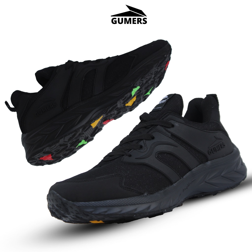 PROMOO SNEAKERS GUMERS FULL BLACK, SEPATU HITAM POLOS, SEPATU SEKOLAH,KERJA, OLAHRAGA,PRIA WANITA