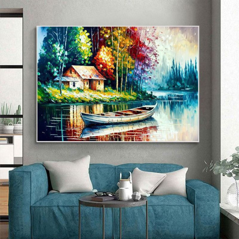 

Lukisan kanvas simple aesthetic oil painting hasil karya tangan bukan printing