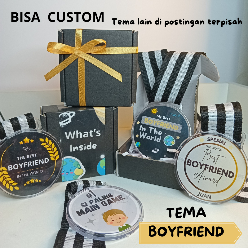 Medali Boyfriend, Hadiah Cowok, Medali penghargaan, Medali Akrilik, Custom Gift