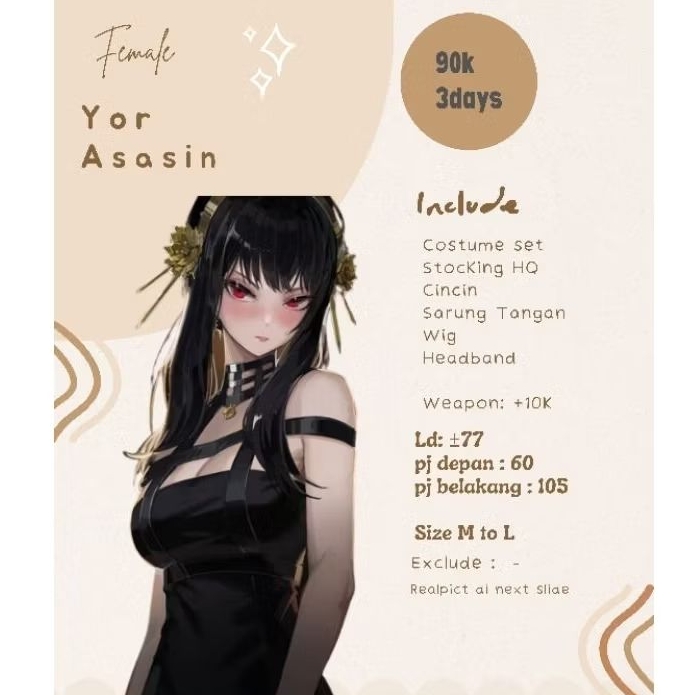 rental costum cosplay || yor asasin